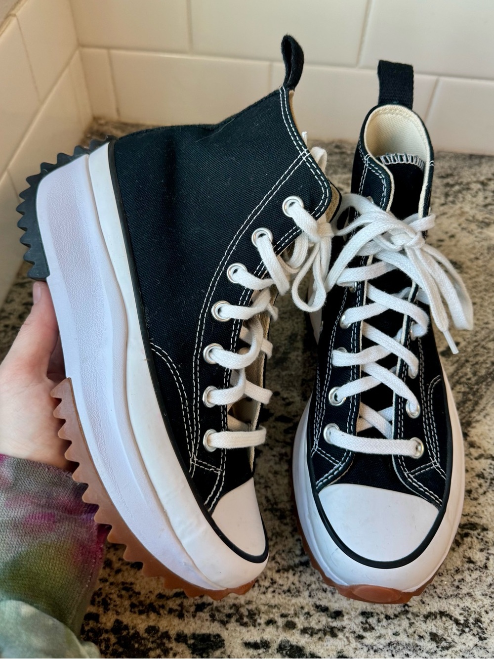 Converse Run Star Hike Platform Canvas High Top in black. Size 7. Worn once!
